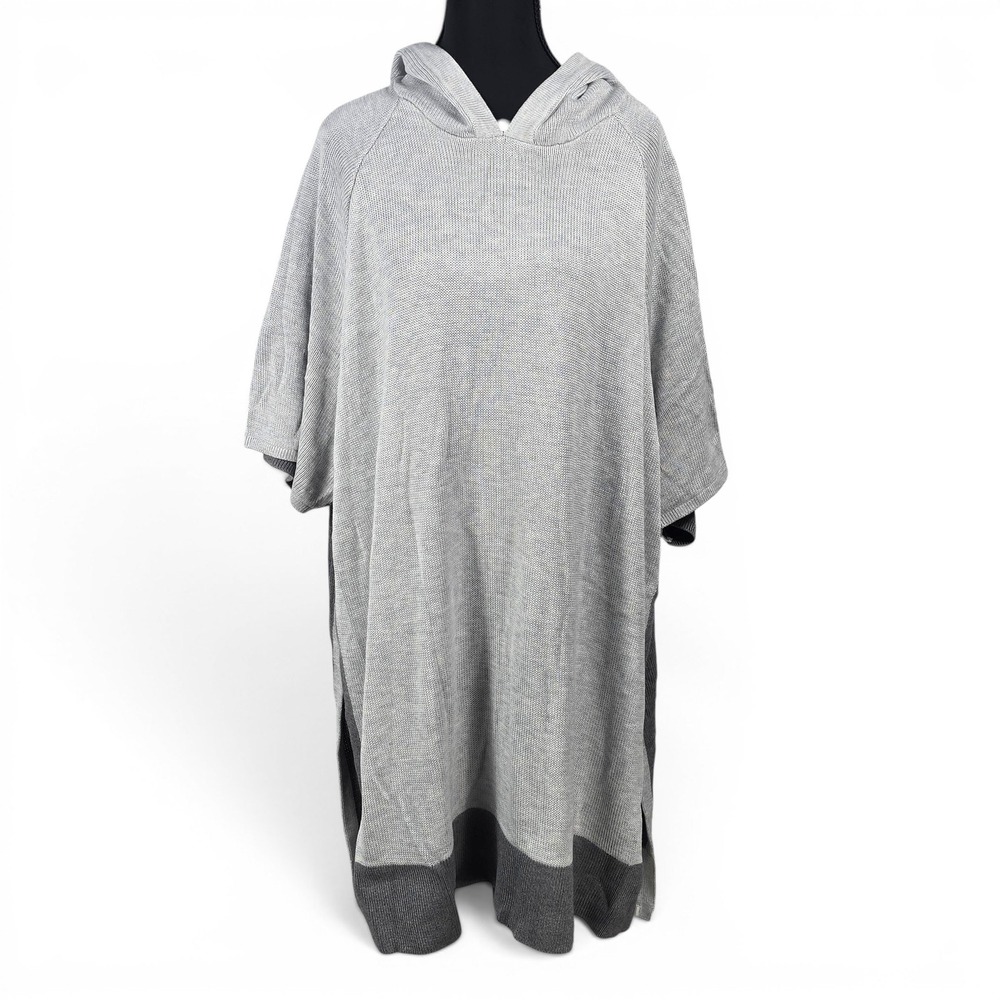 Lululemon Grey Hooded‎ Poncho Sweater Cashmere Blend Colorblock M/L Lagenlook